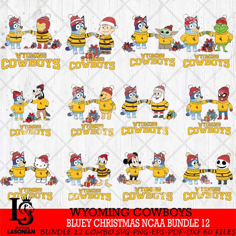 Wyoming Cowboys  Bluey friends christmas NCAA Bundle File Cut,Bundle NCAA SVG DXF EPS PNG FILE, Digital Download,Instant Download, Silhouette