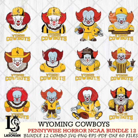 Wyoming Cowboys  Pennywise Horror NCAA Bundle 12 SVG Svg Eps Dxf Png File, Digital Download