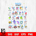 bluey alphabet Svg Eps Dxf Png File, Digital Download, Instant Download