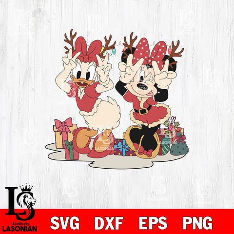 daisy and minnie Christmas SVG DXF EPS PNG FILE,Christmas SVG, Disney Digital Download,Instant Download, Silhouette