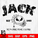 jack skellington SVG DXF EPS PNG FILE,Halloween File Cut, NCAA Digital Download,Instant Download,Christmas Silhouette