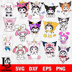 kuromi vs melody bundle SVG DXF EPS PNG FILE, File Cut, Digital Download,Instant Download, Silhouette, Cricut