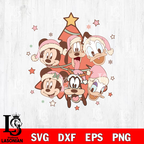 mickey and friends christmas retro SVG DXF EPS PNG FILE,Christmas SVG, Disney Digital Download,Instant Download, Silhouette