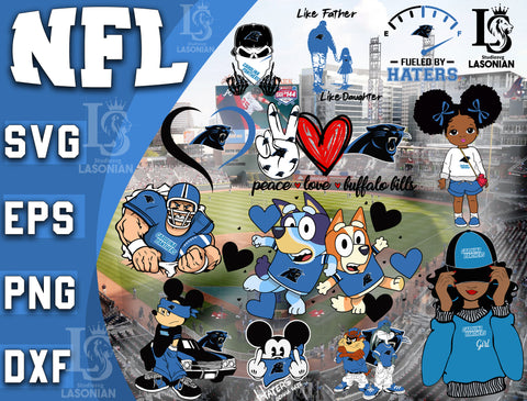 Carolina Panthers bundle svg, bundle 12 file ramdoom NFL svg, NFL Digital Cut Files, Svg Dxf Eps Png file, Digitla Download