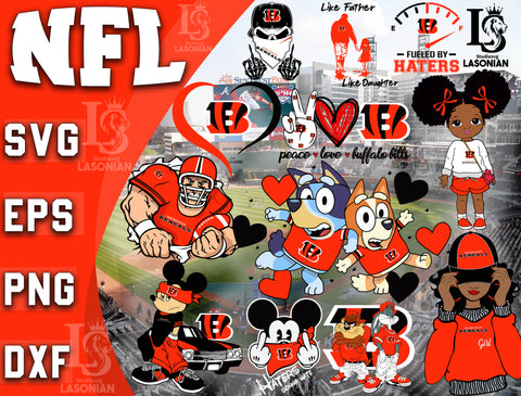 Cincinnati Bengals bundle svg, bundle 12 file ramdoom NFL svg, NFL Digital Cut Files, Svg Dxf Eps Png file, Digitla Download