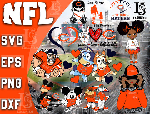 Chicago Bears bundle svg, bundle 12 file ramdoom NFL svg, NFL Digital Cut Files, Svg Dxf Eps Png file, Digitla Download