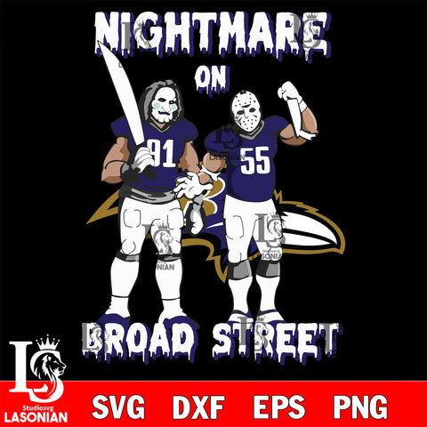 Baltimore Ravens Billy and Jason Voorhees nightmare on broad street svg eps dxf png file, Digital Download , Instant Download
