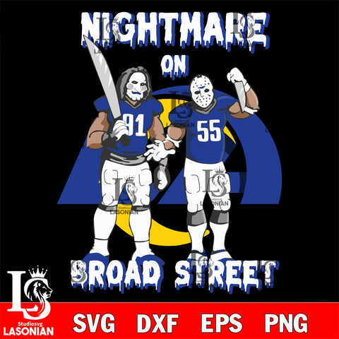 Los Angeles Rams Billy and Jason Voorhees nightmare on broad street svg eps dxf png file, Digital Download , Instant Download
