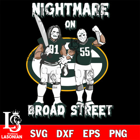 Green Bay Packers Billy and Jason Voorhees nightmare on broad street svg eps dxf png file, Digital Download , Instant Download