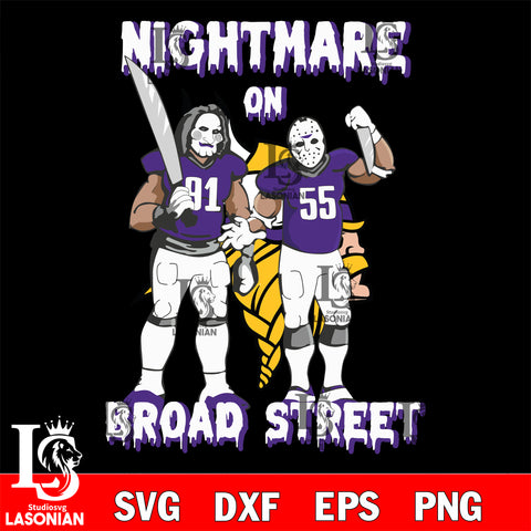 Minnesota Vikings Billy and Jason Voorhees nightmare on broad street svg eps dxf png file, Digital Download , Instant Download