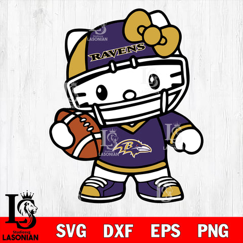 Baltimore Ravens Hello Kitty sport Cover SVG DXF EPS PNG FILE, NFL File Cut, Digital Download,Instant Download, Silhouette