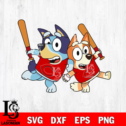 BLUEY CINCINNATI REDS svg eps dxf png file, Digital Download, Instant Download