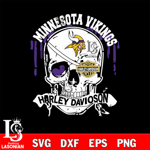 Skull Minnesota Vikings Harley davidson svg eps dxf png file, digital download , Instant Download