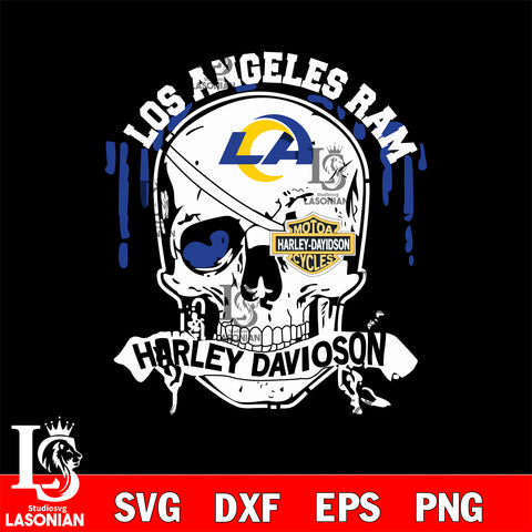 Skull Los Angeles Rams Harley davidson svg eps dxf png file, digital download , Instant Download