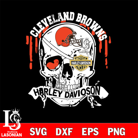 Skull Cleveland Browns Harley davidson svg eps dxf png file, digital download , Instant Download