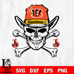 Skull fire Cincinnati Bengals svg eps dxf png file, digital download , Instant Download