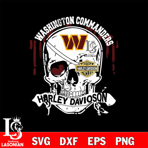 Skull wasington commanders Harley davidson svg eps dxf png file, digital download , Instant Download