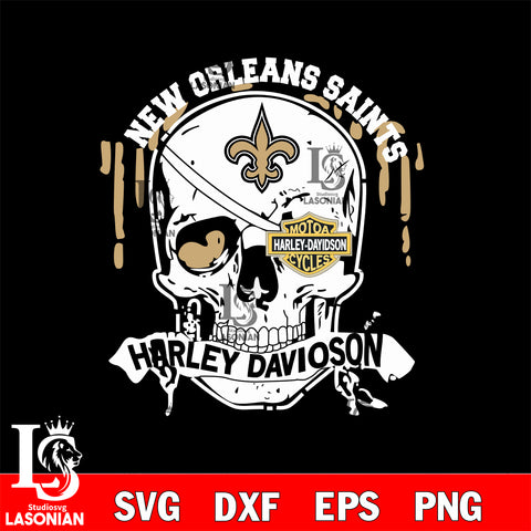 Skull New Orleans Saints Harley davidson svg eps dxf png file, digital download , Instant Download