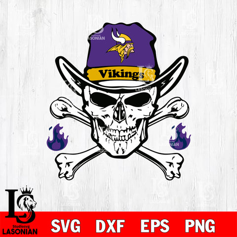 Skull fire Minnesota Vikings svg eps dxf png file, digital download , Instant Download