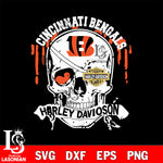Skull Cincinnati Bengals Harley davidson svg eps dxf png file, digital download , Instant Download