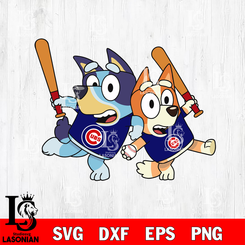 BLUEY CHICAGO CUBS svg eps dxf png file, Digital Download, Instant