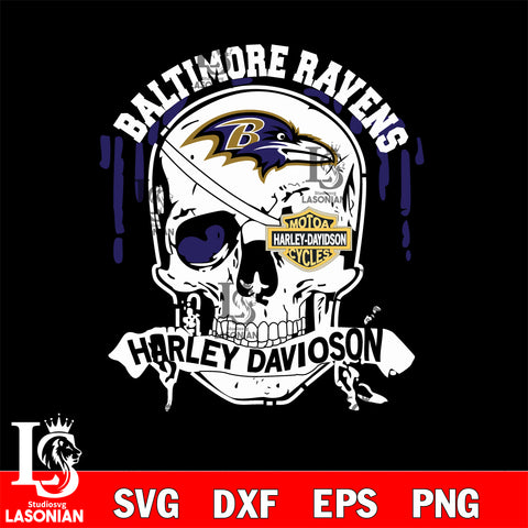 Skull Baltimore Ravens Harley davidson svg eps dxf png file, digital download , Instant Download