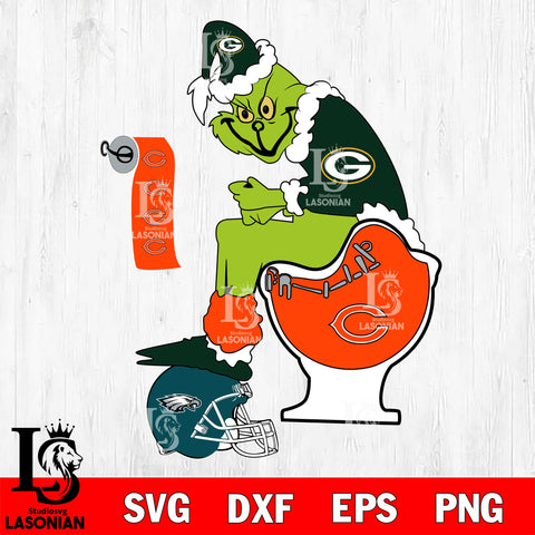 Custom random Grinch Football Theme Toilet svg, NFL svg eps dxf png file, Digital Download , Instant Download