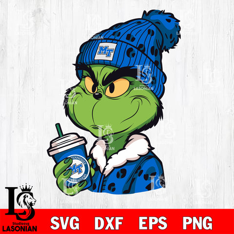Boujee grinch MIDDLE TENNESSEE BLUE RAIDERS svg eps dxf png file, Digital Download
