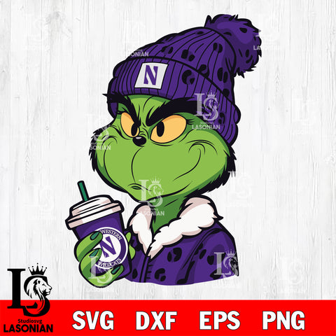 Boujee grinch NORTHWESTERN WILDCATS svg eps dxf png file, Digital Download