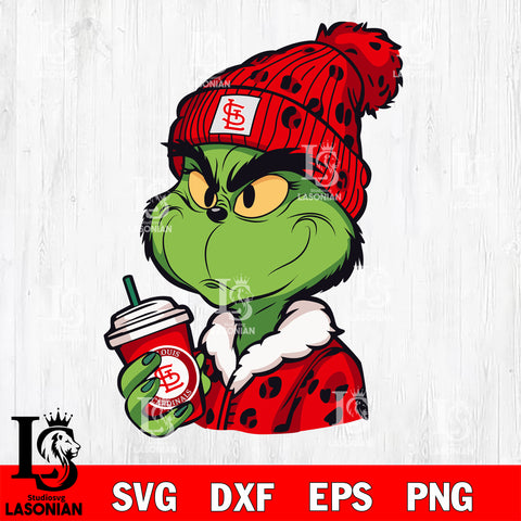 Boujee grinch St. Louis Cardinals svg eps dxf png file, Digital Download, Instant Download