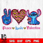 Peace Love Valentine svg , Stitch valentine svg eps dxf png file, Digital Download,Instant Download