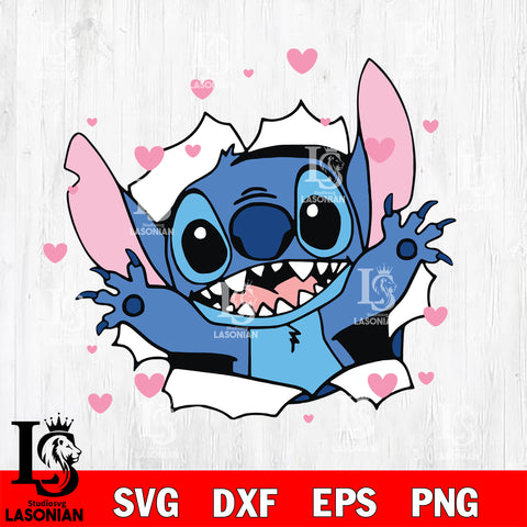 Stitch valentien svg eps dxf png file, Digital Download,Instant Download