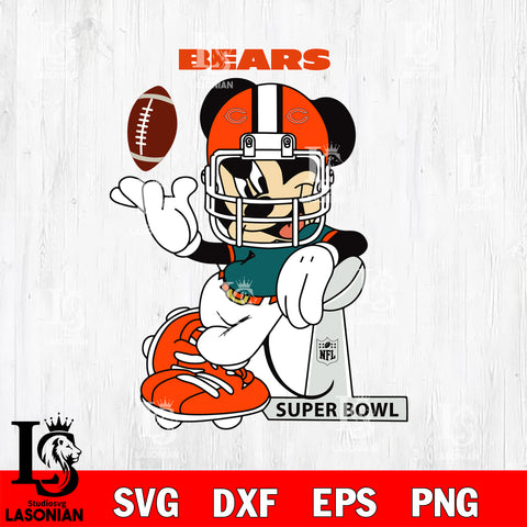 Chicago Bears Mickey Mouse And Friends svg, NFL svg eps dxf png file, Digital Download , Instant Download