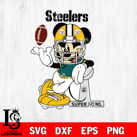 Pittsburgh Steelers Mickey Mouse And Friends svg, NFL svg eps dxf png file, Digital Download , Instant Download