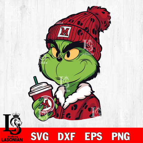 Boujee grinch MIAMI REDHAWKS svg eps dxf png file, Digital Download