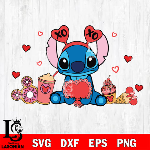 STITCH valentine svg eps dxf png file, Digital Download,Instant Download