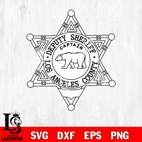 Deputy Sheriff Los Angeles county badge svg eps png dxf file ,Logo Police black and white Digital Download, Instant Download