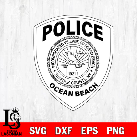 Ocean Beach Police Badge svg eps png dxf file ,Logo Police black and white Digital Download, Instant Download