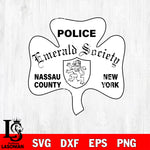 Emerald Society Nassau County badge, New York police svg eps png dxf file ,Logo Police black and white Digital Download, Instant Download