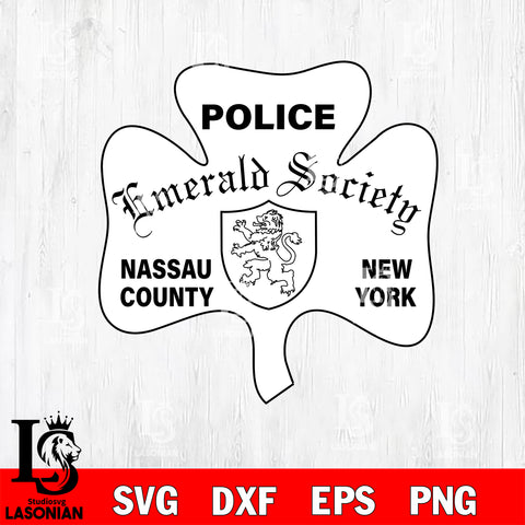 Emerald Society Nassau County badge, New York police svg eps png dxf file ,Logo Police black and white Digital Download, Instant Download