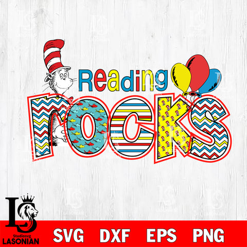Dr seuss day svg, Reading Rocks svg eps dxf png file, Digital Download,Instant Download
