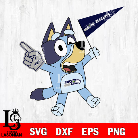 Seattle Seahawks bluey svg eps dxf png file, Digital Download , Instant Download