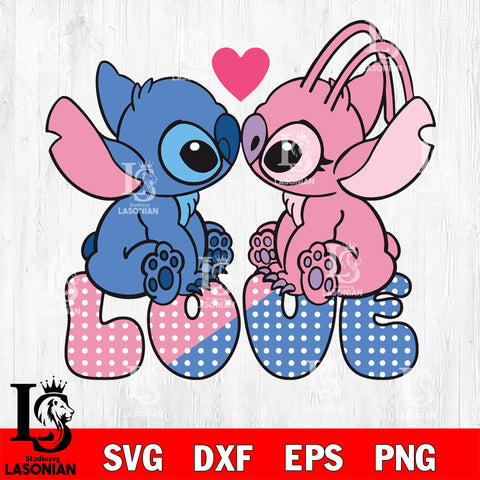 Stitch valentien svg eps dxf png file, Digital Download,Instant Download