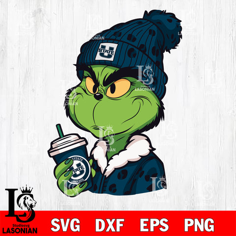 Boujee grinch UTAH STATE AGGIES svg eps dxf png file, Digital Download