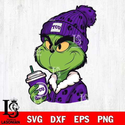 Boujee grinch TCU HORNED FROGS svg eps dxf png file, Digital Download