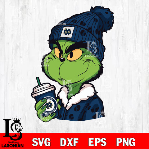 Boujee grinch NOTRE DAME FIGHTING IRISH svg eps dxf png file, Digital Download