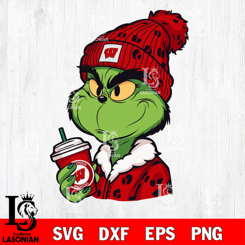 Boujee grinch WISCONSIN BADGERS svg eps dxf png file, Digital Download