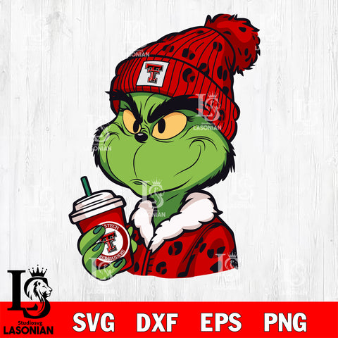 Boujee grinch TEXAS TECH RED RAIDERS svg eps dxf png file, Digital Download