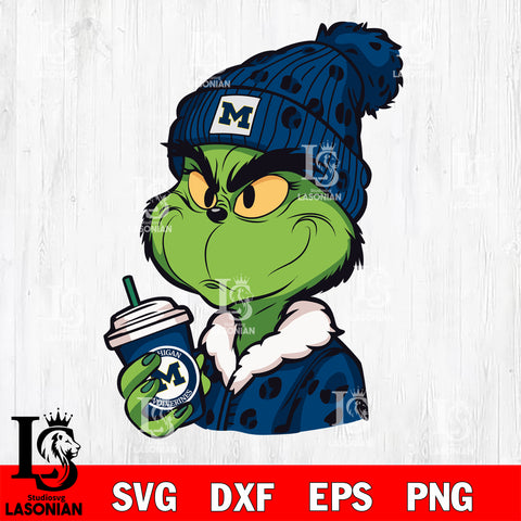 Boujee grinch MICHIGAN WOLVERINES svg eps dxf png file, Digital Download