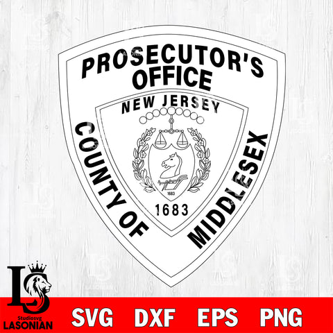 Prosecutors Office County of Middlesex badge, New Jersey police svg eps png dxf file ,Logo Police black and white Digital Download, Instant Download